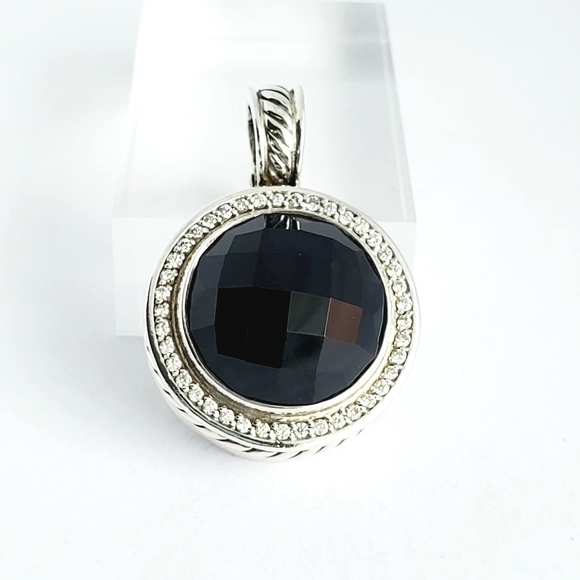 David Yurman Cerise 18mm Black Onyx and Diamond Pendant - Picture 2 of 6